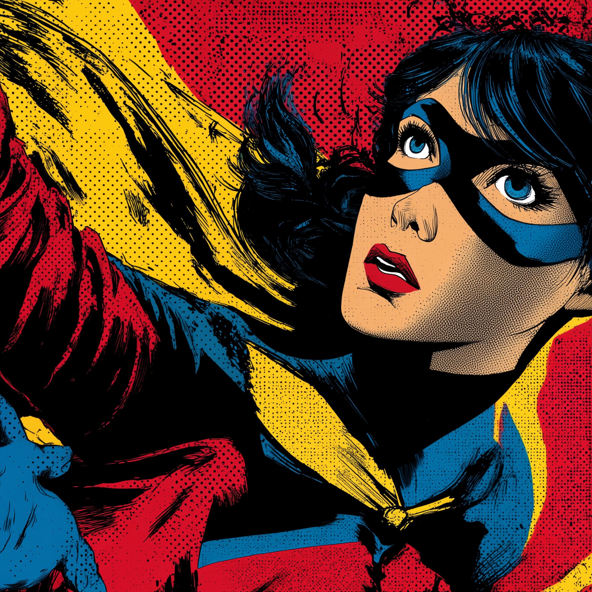 Studiorover a female superhero saving a civilian retro comic book