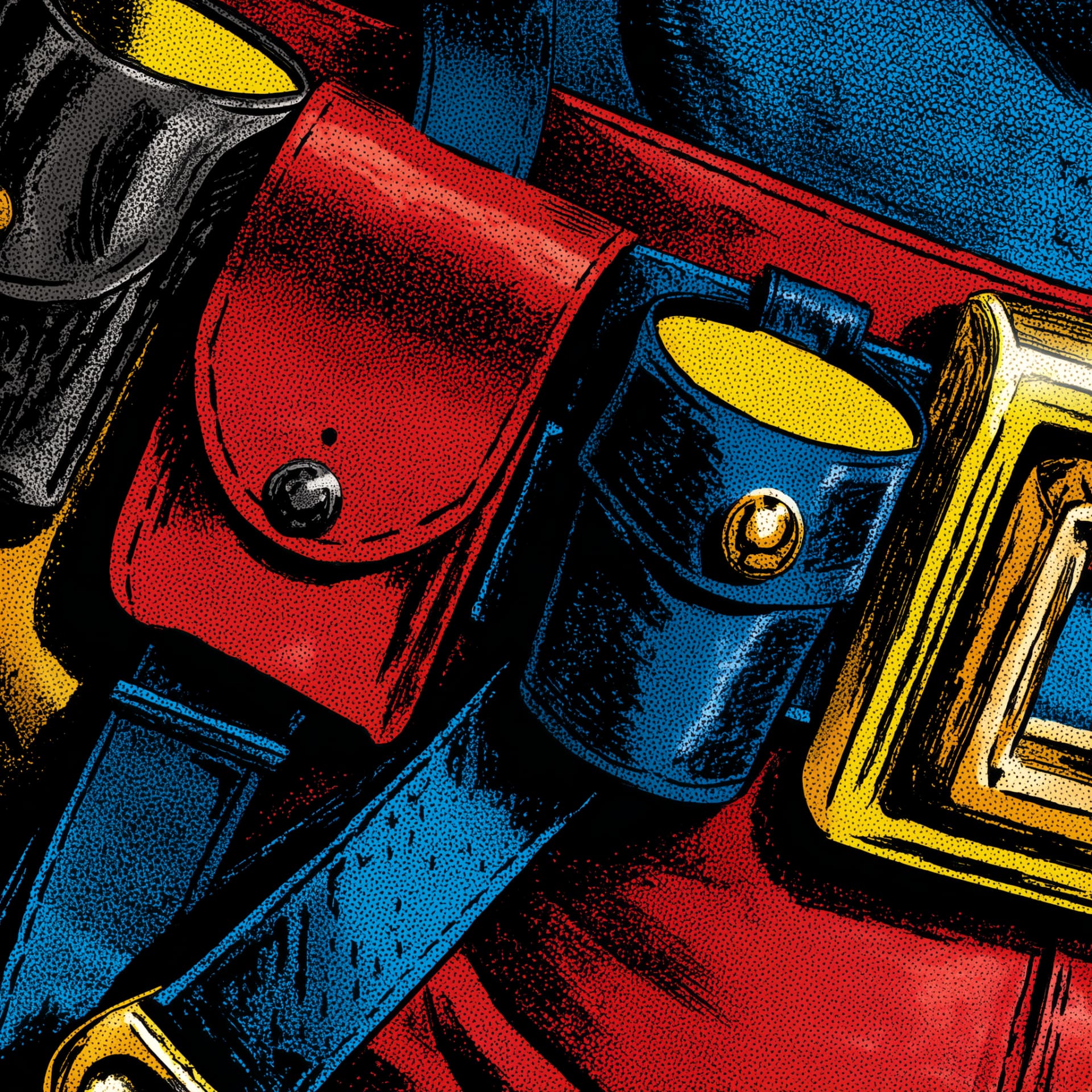 Studiorover extreme close-up of a superhero utility belt retro