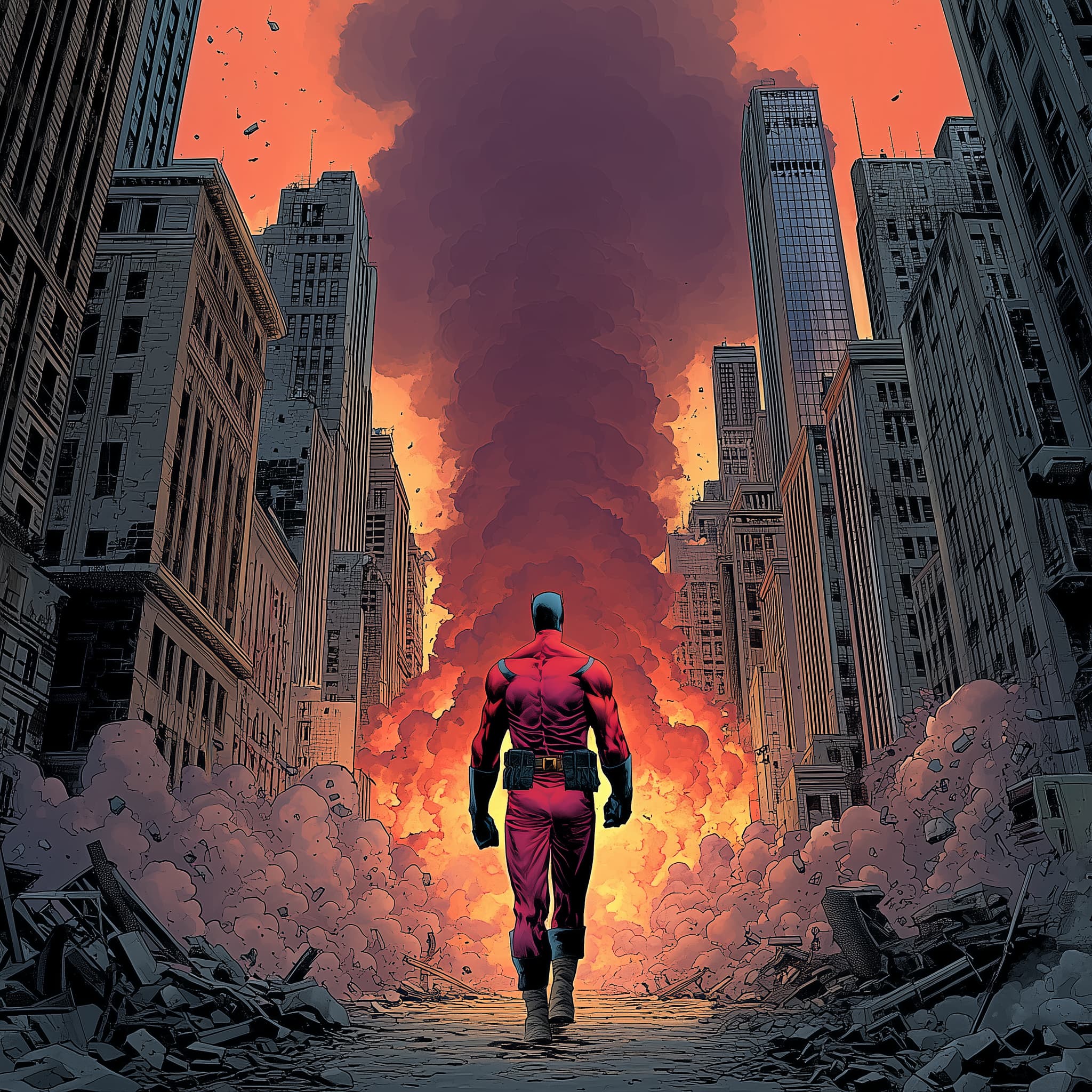 Studiorover: A superhero villain about to destroy a city
