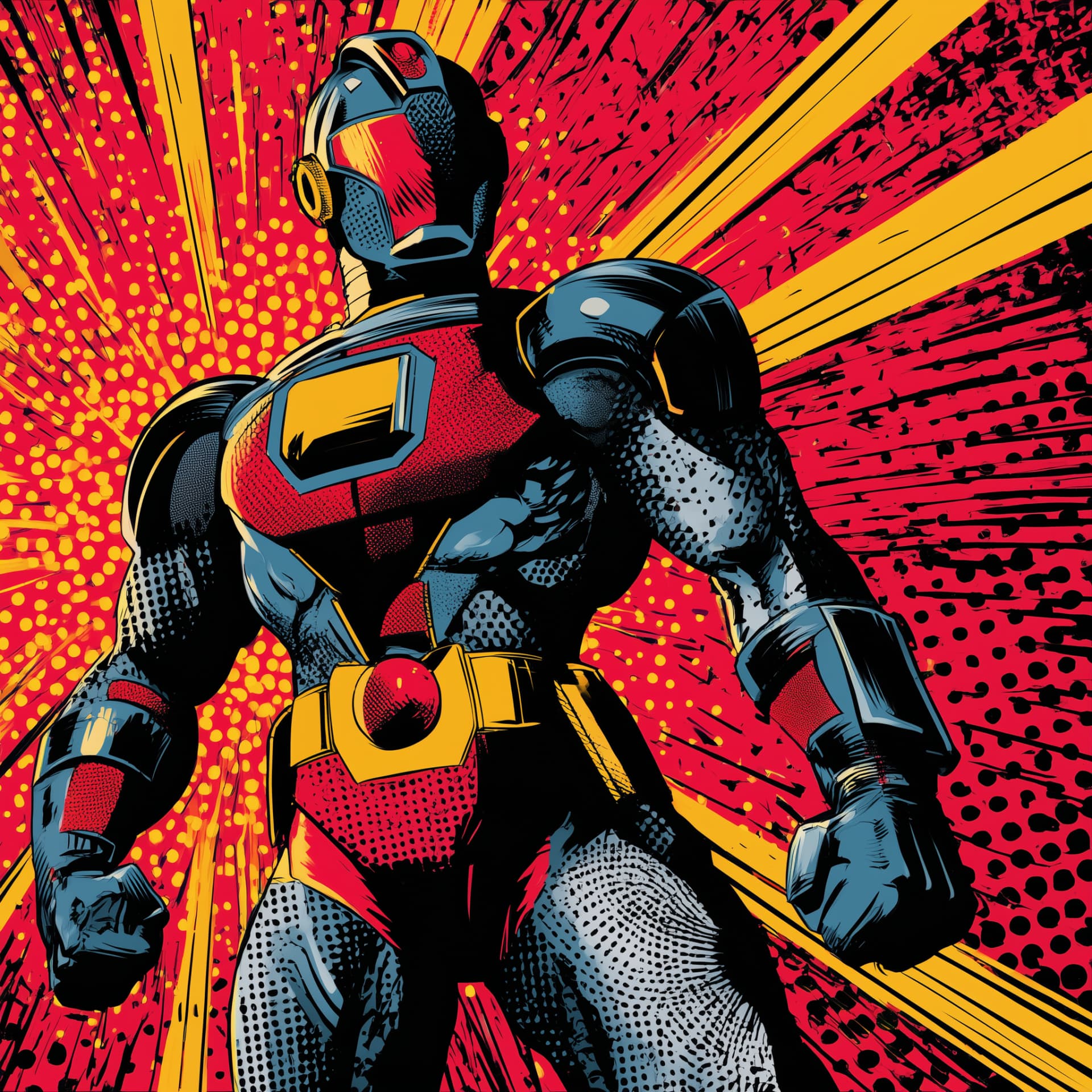 Studiorover: A full body shot of a superhero with an armored suit